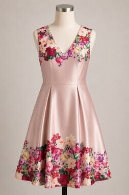 Floral Pink Midi Dress Tie Back Yumi 6 Garden Party